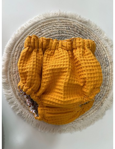 Cubrepañal reversible flores + waffle mostaza