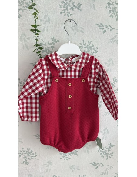 Conjunto 2 piezas bebé niño vichy rojo