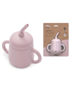 Vaso antigoteo + pajita de silicona rosa