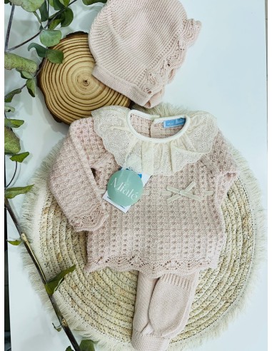 Conjunto 3 piezas nude encaje AW 25-26
