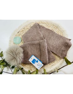 Conjunto gorro y bufanda praliné