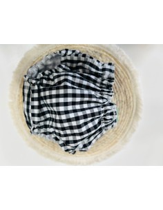 Cubrepañal reversible vichy negro y blanco y gris y blanco 2