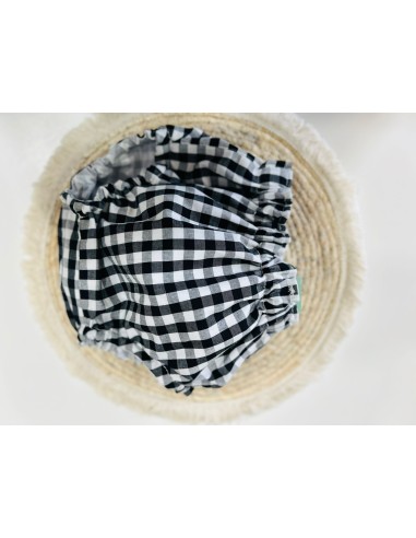 Cubrepañal reversible vichy negro y blanco y...