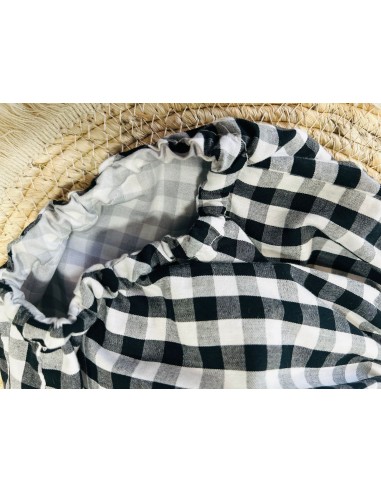 Cubrepañal reversible vichy negro y blanco y...
