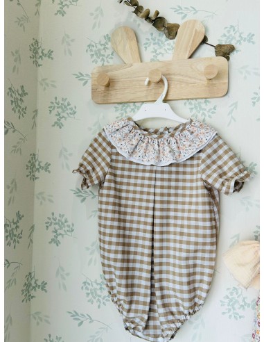 Pelele vichy beige Melocotón