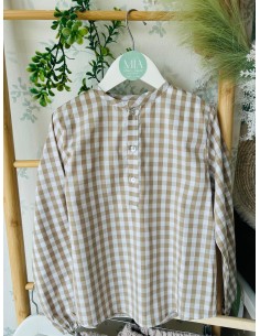 Camisa niño vichy beige Colección Melocotón 2